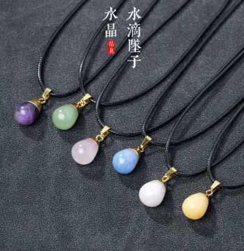 Natural Crystal Raw Stone Waterdrop Pendant, Polished Semi-Precious Gemstone Necklace Accessory for DIY Jewelry and Loose Beads