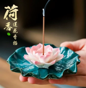 Handmade Ceramic Lotus Incense Burner, Incense Holder, Indoor Stick Incense Base, Zen Ornament, Incense Tray, Coil Incense Burner, Aromatherapy Stove