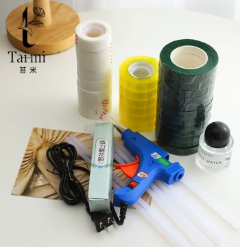 Floral Arrangement Specialty Double-Sided Tape, Transparent Tape, Green Floral Tape, Waterproof Strong Residue-Free Adhesive, Hot Glue Gun & Sticks for Flower Shops