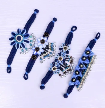 Guangxi Ethnic Minority Special Handmade Blue Dye Tie-Dye Fabric Bracelet Zhuang Wax Resist Dyed Hand Ornament Cultural Creative Small Gift
