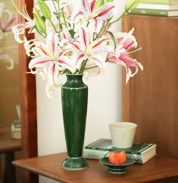 Yaji 'Tingting' Two-Tone Flower Vase - High-Temperature Ceramic Handcrafted Vase for Home Decor | New Chinese Style Flower Arrangement Ornament
