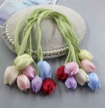 Ins Fabric Double-Headed Tulip Bud Flower Decoration Clothing Bag Auxiliary Material Handmade DIY Headwear Pendant Accessory