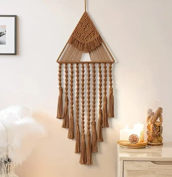 Handwoven Tapestry Home Decor Net, Bohemian Style Accessory, Personalized Triangle Dreamcatcher Hanging Ornament
