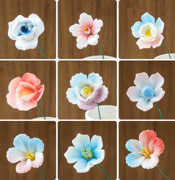 Hand-Sculpted Ceramic Flowers - Artificial Everlasting Flowers for Home Decor, Floral Arrangement & Market Stalls
