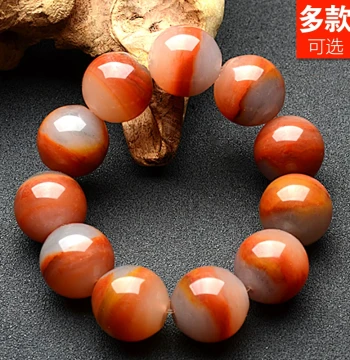 Yunnan Huanglong Jade Bracelet, Ice Species Men's Oval Bead Chain, Genuine Longling Natural Burmese Jade with Gold Sand, Red Color