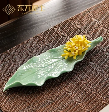 Handmade Ceramic Osmanthus Incense Holder, Chinese Zen Style for Tea Room and Indoor Home Use, National Style Incense Burner and Base Ornament