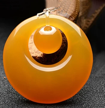 Natural Yellow Dragon Jade Safety Buckle Pendant, Fluorescent Burmese Jade Mother-and-Child Clasp, Ice-Translucent Jade Pendant for Men and Women, Authentic