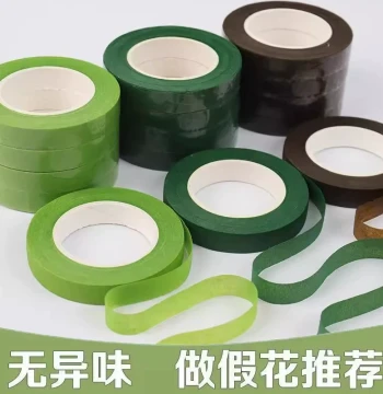 Floral Tape, Crepe Paper DIY Bouquet Wreath Green Adhesive Tape, Rose Silk Flower Wrapping Handcraft Materials