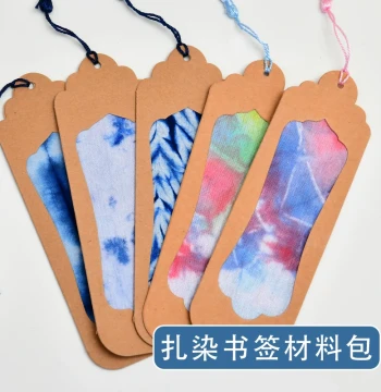 Kraft Paper Tie-Dye Bookmark Handmade DIY Tie-Dye Fabric Bookmark Material Kit Pure Handmade Kraft Bookmark Set Wholesale