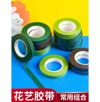 Fruit Green Floral Tape Crepe Paper Flower Tape Light Green Adhesive Cloth Silk Flower Green Tape Handmade Floral Green Tape DIY Paper Tape Rose Bouquet Tape Pipe Cleaner Flower Materials