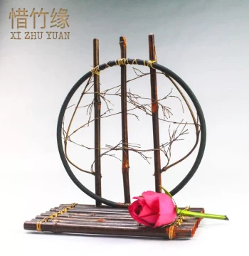 Moonshadow Retro Flower Vessel Anji Bamboo Product Retro Display Bamboo Weaving Tea Ceremony Accessory Folk Handcraft Decoration