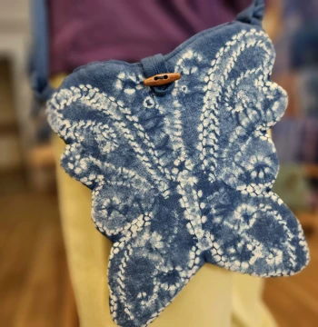 Yunnan Handmade Tie-Dye Crossbody Butterfly Bag, Specialty Craft Fabric Bag with Cotton Lining, Available in Three Colors