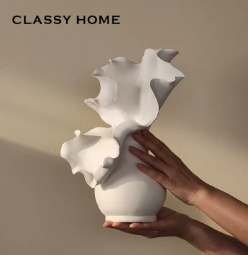 Potter Hand-Pinched Ceramic Art Vase French High-End Niche Minimalist Flower Arrangement Ornament Living Dining Room Handcrafted Flower Vessel
