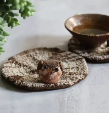 Handmade Tie-Dye Creative Cute 3D Animal Cartoon Pet Coaster, Hand-Embroidered Fabric Double-Layer Insulation Pad
