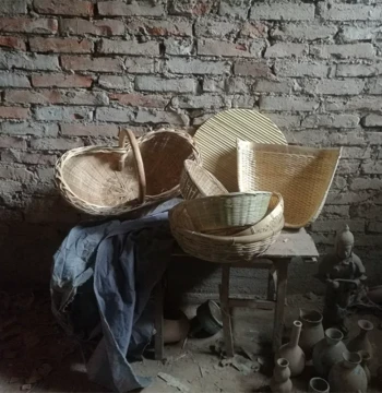 Bamboo Weaving Handicraft Painting Materials Art Sketching Props Bamboo Basket Pot Lid Cover Steamed Bun Basket Winnowing Basket Bamboo Weaving Still Life