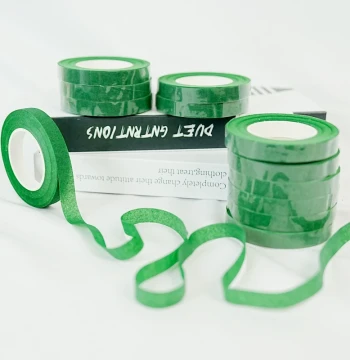 Green Floral Tape for DIY Handmade Bouquets, Invisible Green Adhesive Cloth, Floral Packaging Accessory, Crepe Paper
