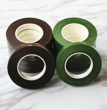 Green and Coffee-Brown Floral Tape for DIY Silk Flowers, Handmade Roses, and Gardening Materials
