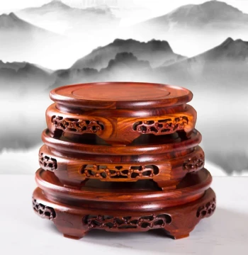 Red Sandalwood Solid Wood Base Vase Flower Pot Bonsai Money Toad Ornament Jade Wood Support Stand Living Room Entryway Display Base