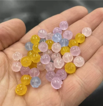 Sihai Jade Ice-Translucent Light Pink Jade Lotus Beads Blue Lotus Beads Yellow Dragon Jade Carved Loose Beads Wholesale