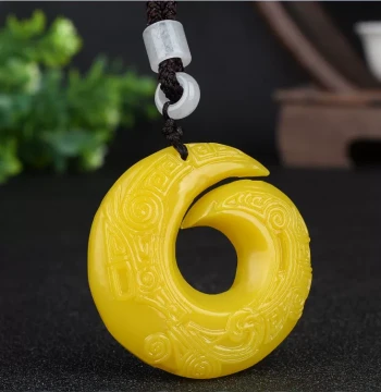 Natural Xinjiang Hetian Jade Pendant - Huanglong Jade 'Fortune Turns' Amulet for Men and Women