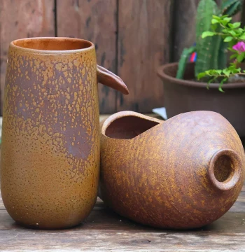 Vintage Handmade Traditional Fish Keeping Water Flow Ornament, Ceramic Filtration Aeration Courtyard Landscaping Water Tank Hotel Homestay Decor