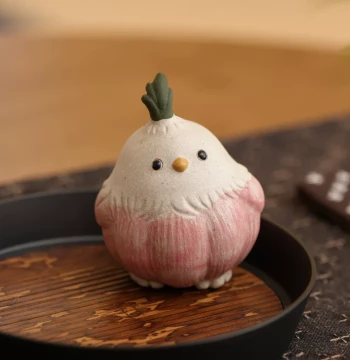 [Wuhan Cultural Creative] Purple Clay Tea Pet Garlic Bird Ornament, Creative Handcrafted Sculpture Chick, Teaware and Tea Ceremony Accessory, Ceramic