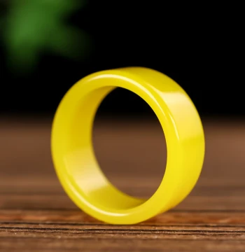 Natural Hetian Jade Yellow Jade Ring Unisex Huanglong Jade Stone Ring Thumb Ring Xinjiang Jade Jewelry