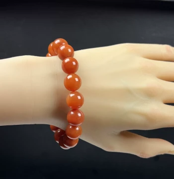 100% Natural Jade Premium Jewelry, Burmese Red Huanglong Jade Prayer Beads 16mm Bracelet, Authentic Jade Stone Bracelet for Gifting