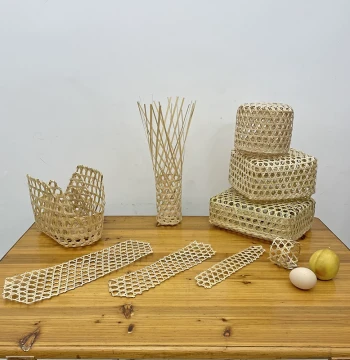 New Handmade Bamboo Woven Gift Basket Ancient Style Mid-Autumn Mooncake Packaging Fruit Basket Premium Gift Hollow Bamboo Basket