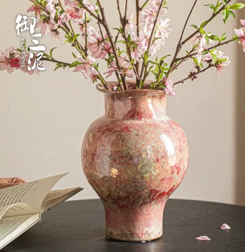 Yusanni Hand-Painted Ceramic Vase, Creative Living Room Flower Arrangement, Entryway Light Luxury Glaze Decor, Premium Ornament
