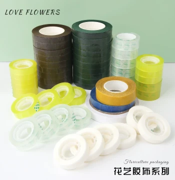 Hua Zhong Qing Floral Tape Packaging Transparent Double-Sided Tape Dot Glue Green Cloth for DIY Materials and Flower Shops