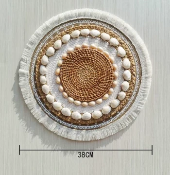 Nordic Style Handmade Straw Woven Wall Decor Living Room Bedroom Rattan Woven Wall Decoration Homestay Background Wall Hanging Ornament