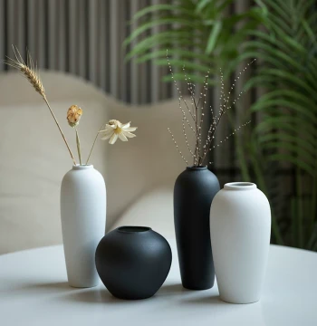 Jingdezhen Handmade Ceramic Vase Minimalist Modern Flower Arrangement Ornament Home Study Living Room Dining Room Desktop Decoration