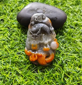 Certified Natural Yellow Dragon Jade Pendant - Divine Dragon Protects the Owner, Genuine Raw Stone 75*45*12mm