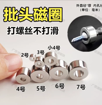 Magnetic Bit Ring, Strong Magnet Circular with Hole, High-Strength Screw Fixing Holder, Powerful Neodymium Steel Ring