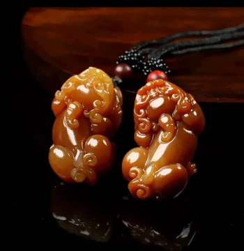 Natural Yellow Dragon Jade Pixiu Pendant - Unisex Couple's Jade Necklace Charm