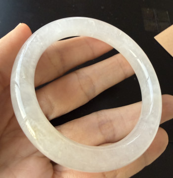 Huanglong Jade Ice-Grade Round Bar Bangle for Women - Authentic Jewelry Gift with Appraisal Certificate, Size 54, 100% Natural