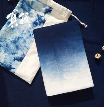 Fabric Book Cover for Hobo A5/A6 Notebooks, Indigo-Dyed Handmade, Adjustable Tie-Dye Design