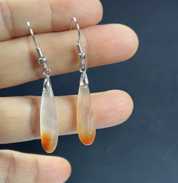 Natural Jade Yunnan Yellow Dragon Jade Long Bar Earring Hooks, Premium Jewelry Ice-Type Earrings, New Gift with Cotton Thread