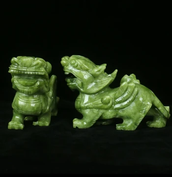 Natural Jade Pixiu Ornament Pair Large Size Jade Pi Xiu Entryway Shop Office Living Room Craft Gift