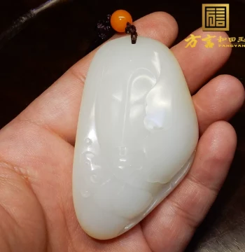Fangyan Hetian Jade Premium Piece Only 430,000 Yuan, Suzhou Craftsmanship by Yang Xi, Gold-Sprinkled Skin Mutton Fat Jade Seed Material Guanyin Handle Piece F