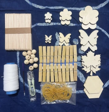 Intangible Cultural Heritage Tie-Dye Clamping Board DIY Tool Kit: Wooden Template Set with Butterfly Pattern for Children's Study Trips, Festivals, and Team Building