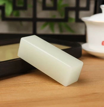 Natural Hetian Jade Seal Stone: Name Chop for Calligraphy and Painting, Book Collection Stamp, Paperweight, and Hand Piece