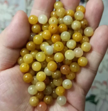 186 Xinjiang Natural Golden Silk Jade Round Loose Beads, DIY Accessories, Huanglong Jade Stone for Stringing Bracelets, 7mm
