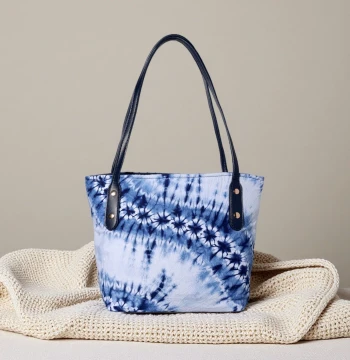 Ethnic Style Handmade Tie-Dye Tote Bag for Women - Artistic Large-Capacity Shoulder Bag, Cultural Creative Travel Souvenir