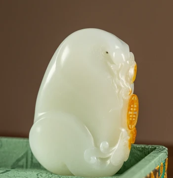 Natural Xinjiang Hetian White Jade Seed Material Hand Piece with Dragon and Phoenix Pattern - Collectible Blessing Pendant 144.1g