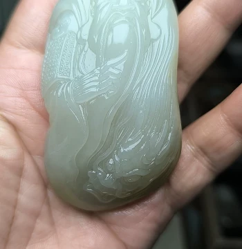 Natural Hetian Jade Seed Material Raw Stone, Single Seed White Jade Guan Gong Pendant, Natural Jade Guan Gong Jade Drop Hand Piece