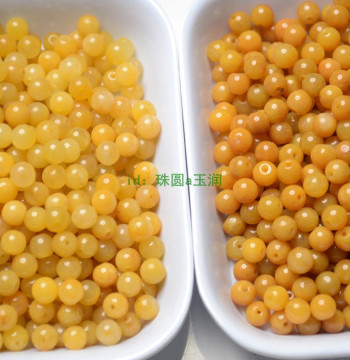 [1 Piece = 50 Beads] Natural Yellow Jade Grade A Loose Beads Gobi Old Yellow Jade Gold Silk Jade Huanglong Jade Stone Beads
