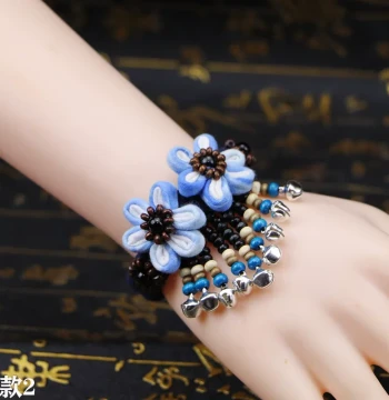 Yunnan Indigo Tie-Dye Bracelet: Wax Resist Ethnic Style Handmade Fabric Children's Beaded Jewelry, Perfect Gift for Mother's Day Events