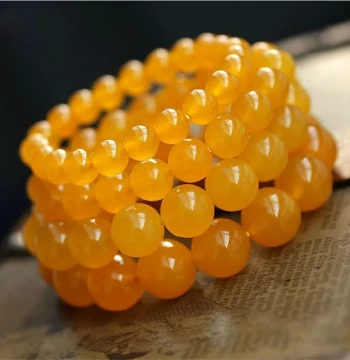 Jade Quartzite Bracelet for Men and Women, Huanglong Jade Bracelet – Round Yellow Jade Beads 8-20mm Bracelet with Free Shipping